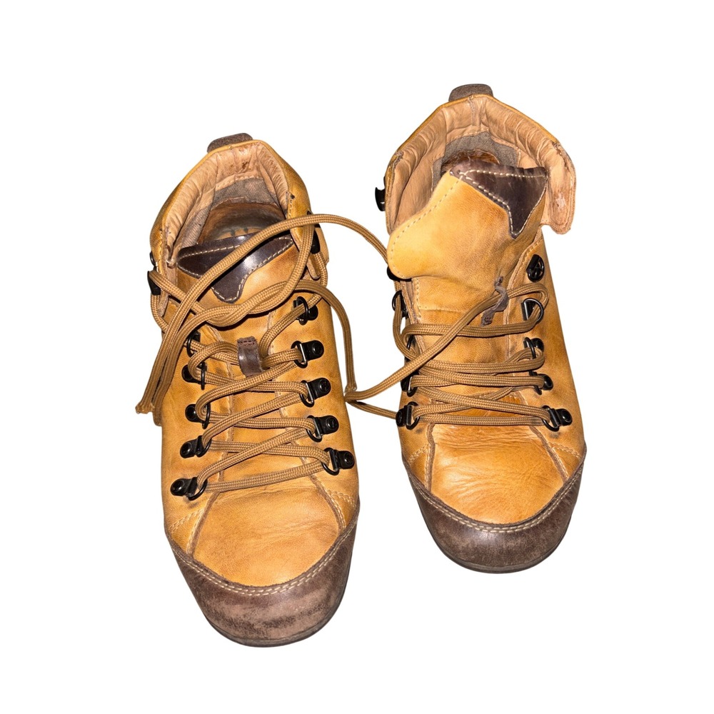 Pikolinos Leather Ankle Boots Womens 37 Tan Brown Good Lace Up Hiking Casual